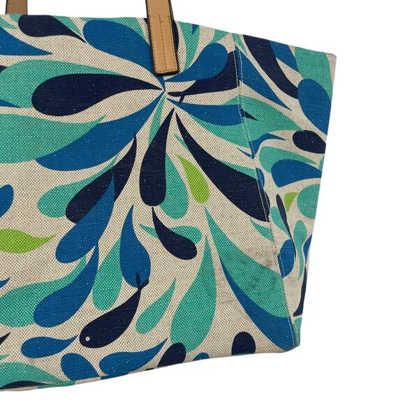 Vera Bradley Canvas Beach Tote Bag Whale Fish Print AS IS - Picture 7 of 9